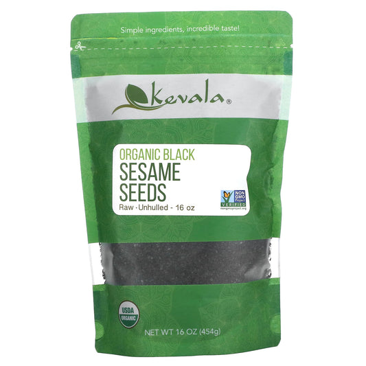 Kevala-Organic Black Sesame Seeds-Raw-Unhulled-16 oz (454 g)