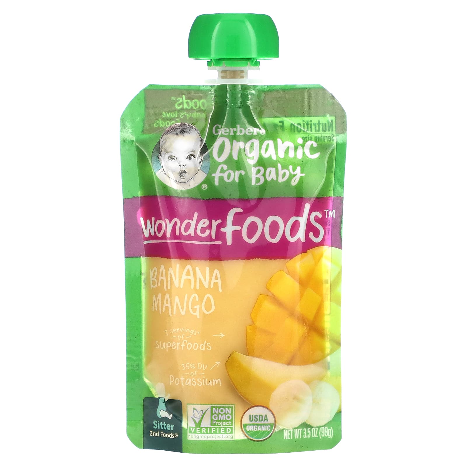 Gerber-Organic for Baby-Wonder Foods-2nd Foods-Banana Mango-3.5 oz (99 g)