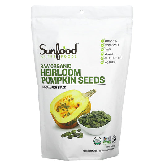 Sunfood-Superfoods-Raw Organic Heirloom Pumpkin Seeds-8 oz (227 g)