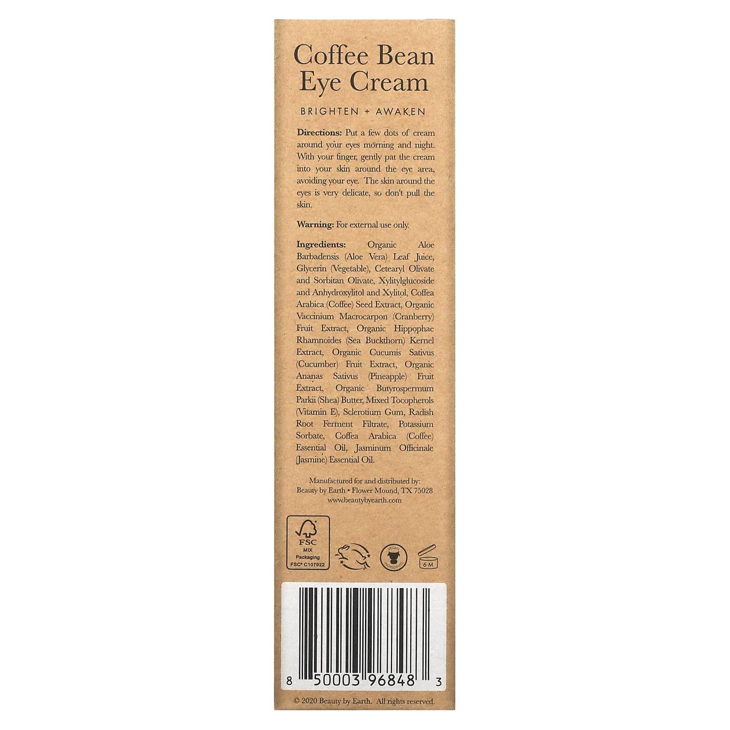 Beauty By Earth, Coffee Bean Eye Cream, 1 fl. oz. (30 ml)