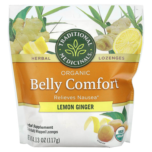 Traditional Medicinals-Organic Belly Comfort-Lemon Ginger-30 Individually Wrapped Lozenges-4.13 oz (117 g)