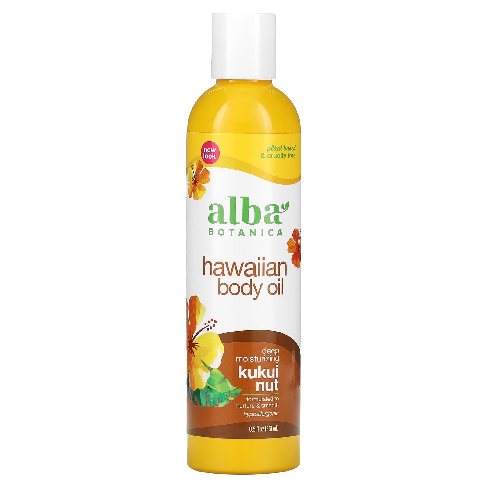 Alba Botanica-Hawaiian Body Oil-Kukui Nut-8.5 fl oz (251 ml)