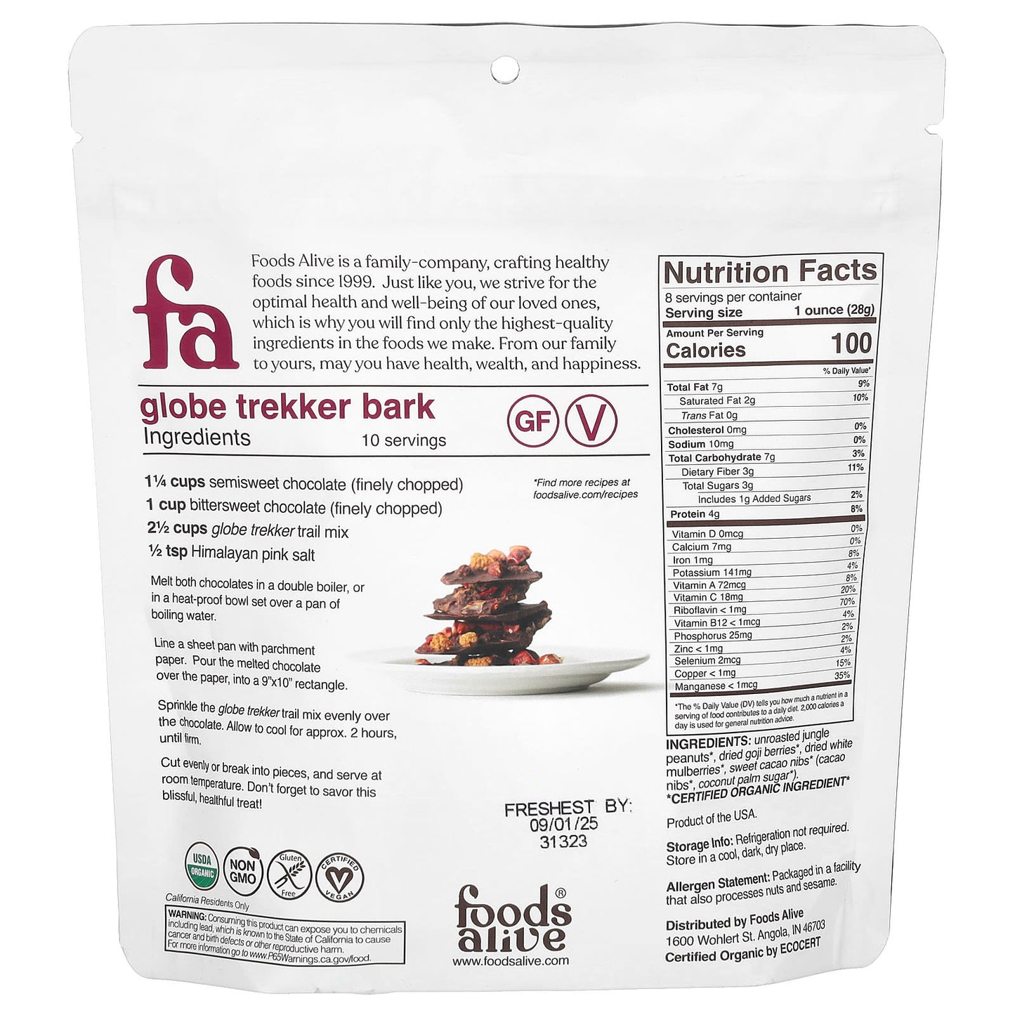 Foods Alive, Trail Mix, Globe Trekker, 8 oz (227 g)