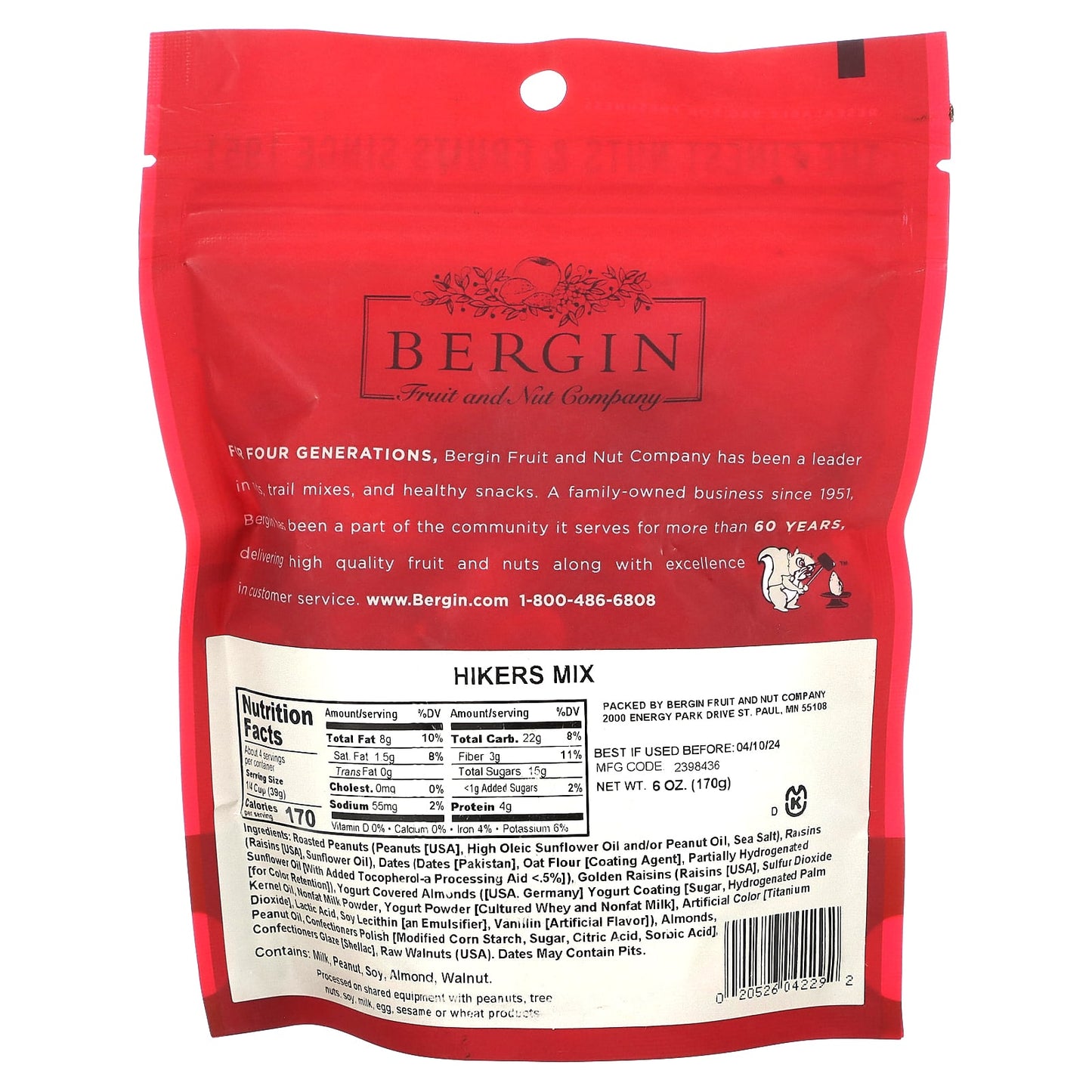 Bergin Fruit and Nut Company, Hikers Mix,  6 oz (170 g)