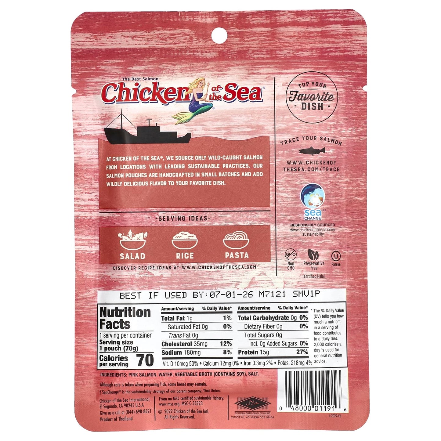 Chicken of the Sea, Wild Alaskan Pink Salmon, 2.5 oz ( 70 g)