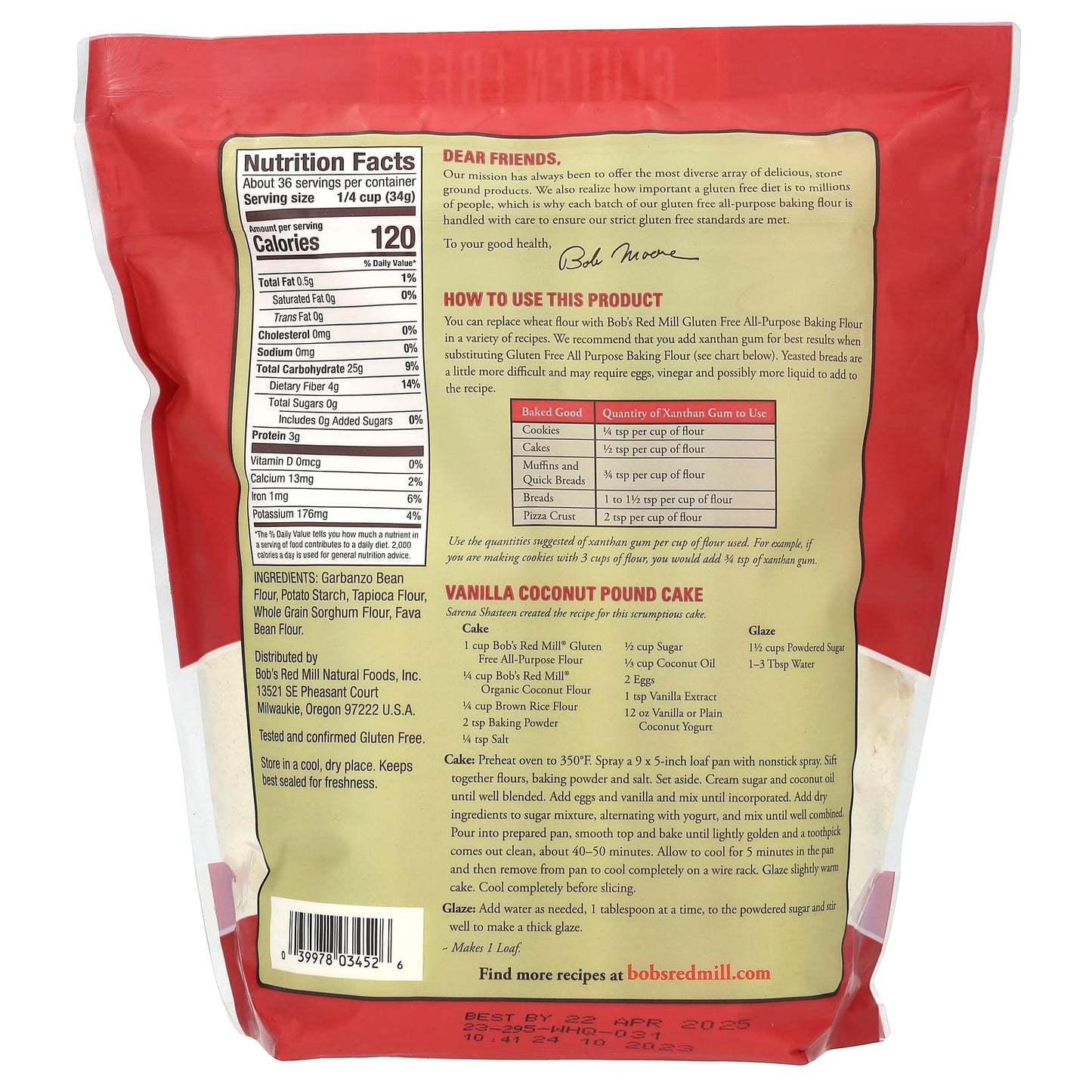 Bob's Red Mill, All Purpose Baking Flour, Gluten Free,  44 oz (1.24 kg)