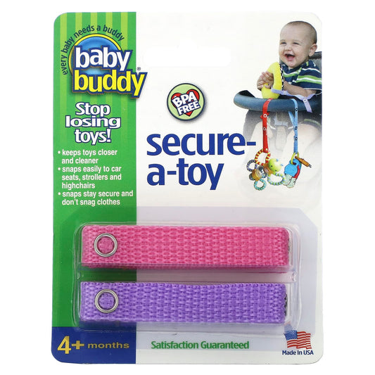 Baby Buddy-Secure-A-Toy-4+ Months-Pink and Purple-2 Straps