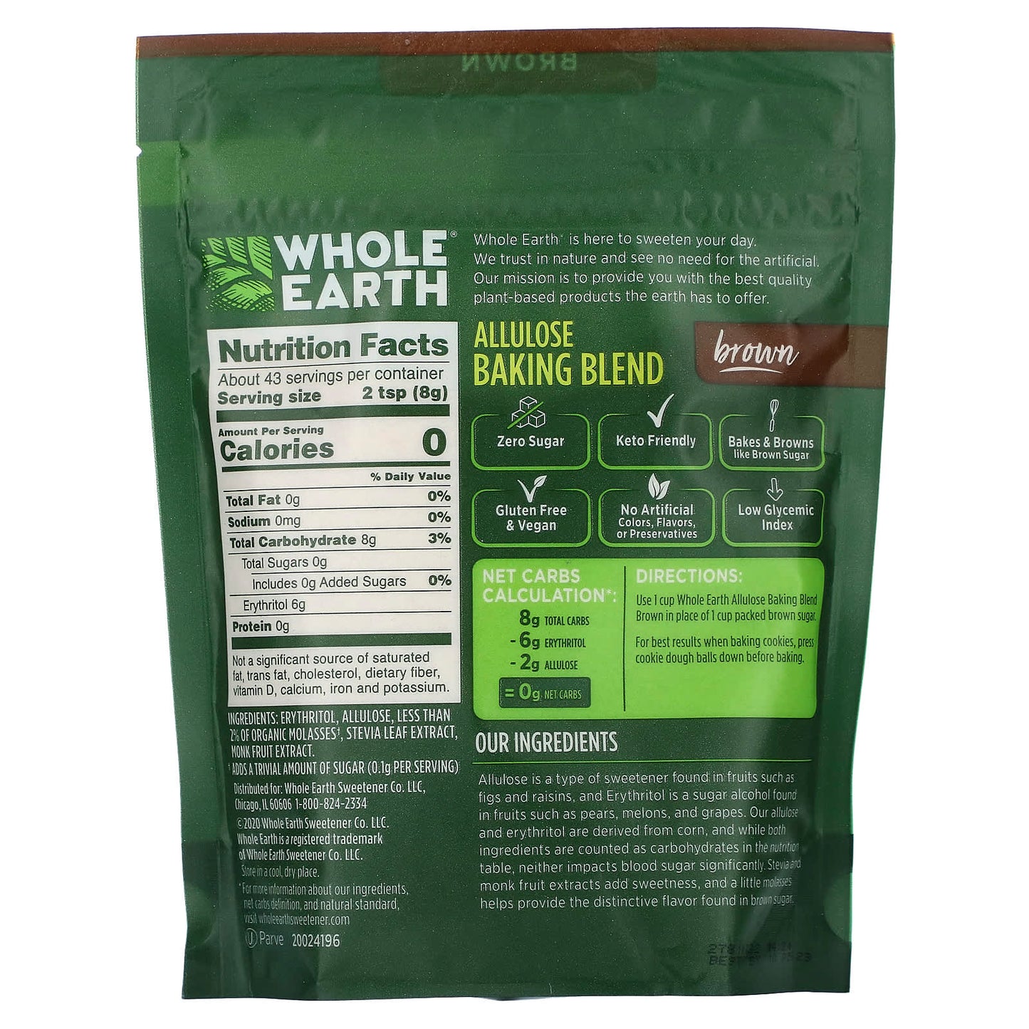 Whole Earth, Allulose Baking Blend, Brown, 12 oz (340 g)