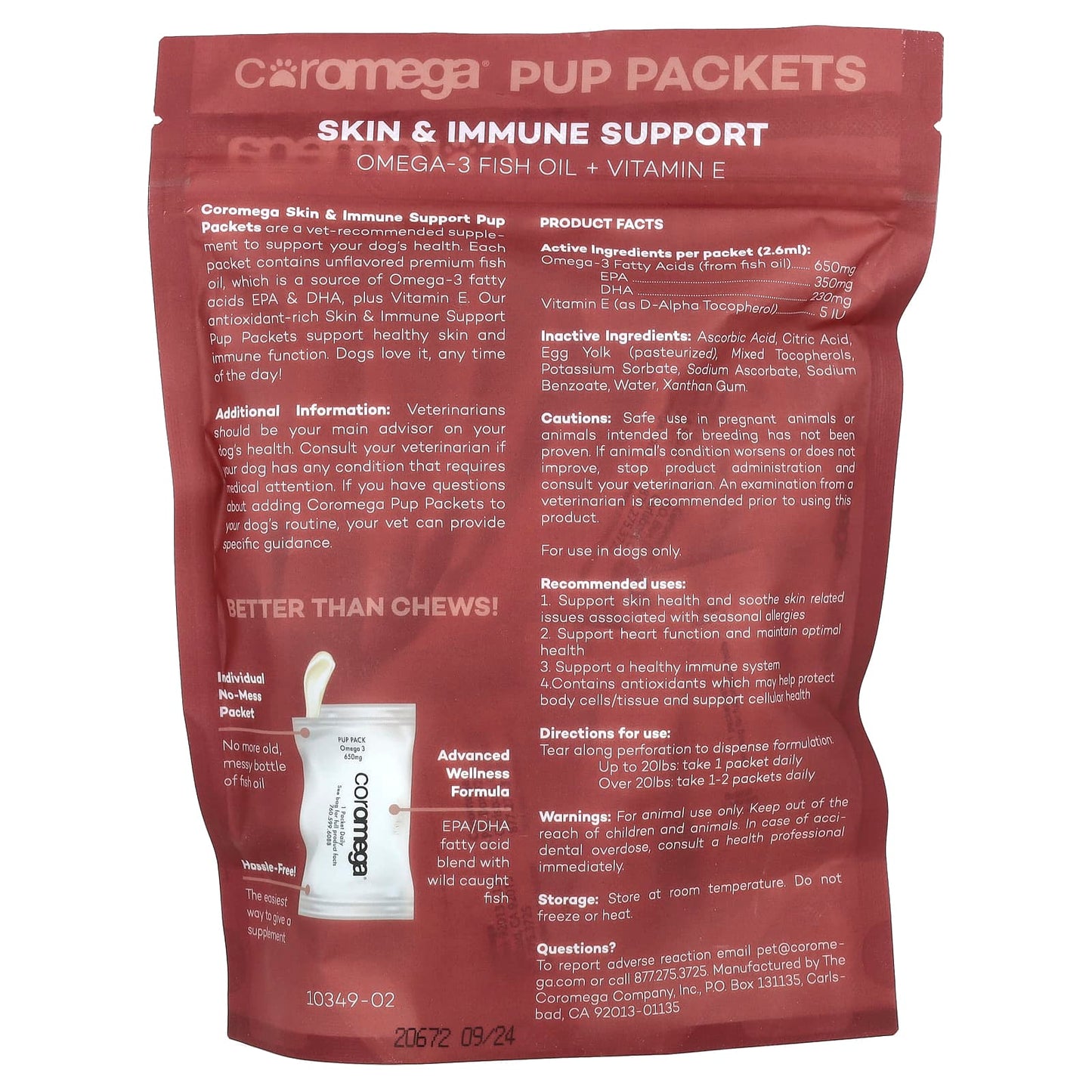 Coromega, Pup Packets, Skin & Immune Support, Wild Fish, 30 Squeeze Packets, 2.6 ml Each