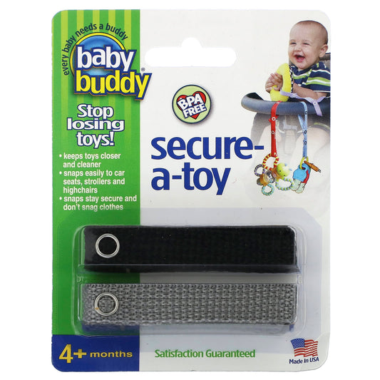 Baby Buddy-Secure-A-Toy-4+ Months-Black and Gray-2 Straps