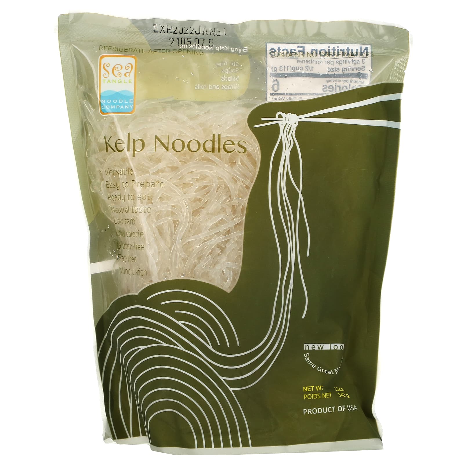 Sea Tangle Noodle Company-Kelp Noodles-12 oz (340 g)