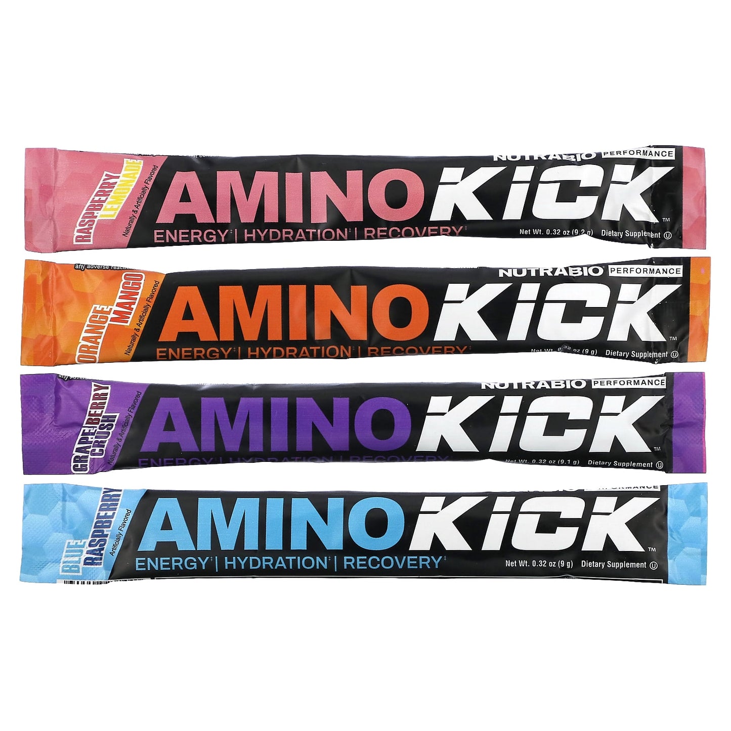 NutraBio, Amino Kick, Variety Pack, 20 Sticks, 0.32 oz (9 g) Each