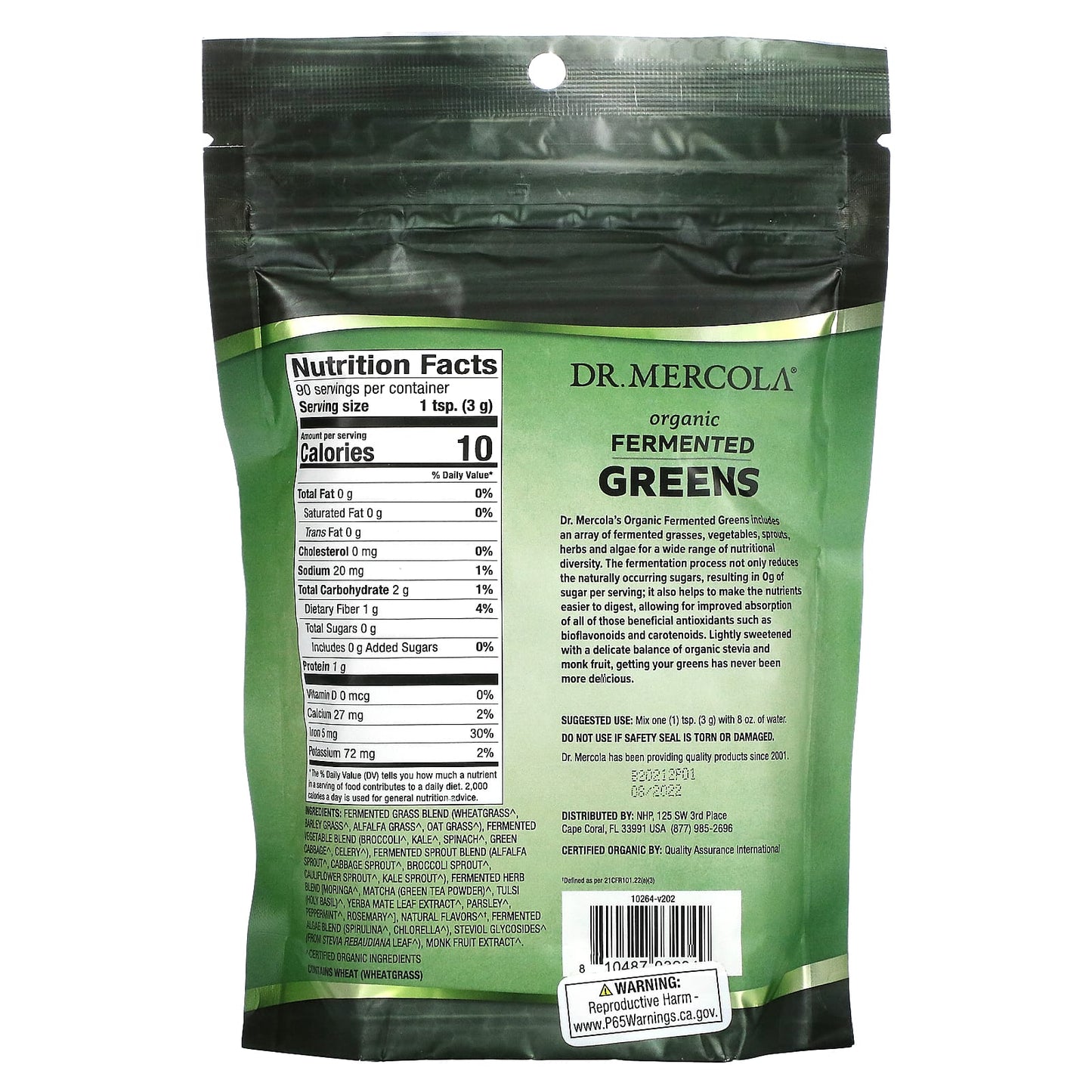 Dr. Mercola, Organic Fermented Greens, 9.5 oz (270 g)