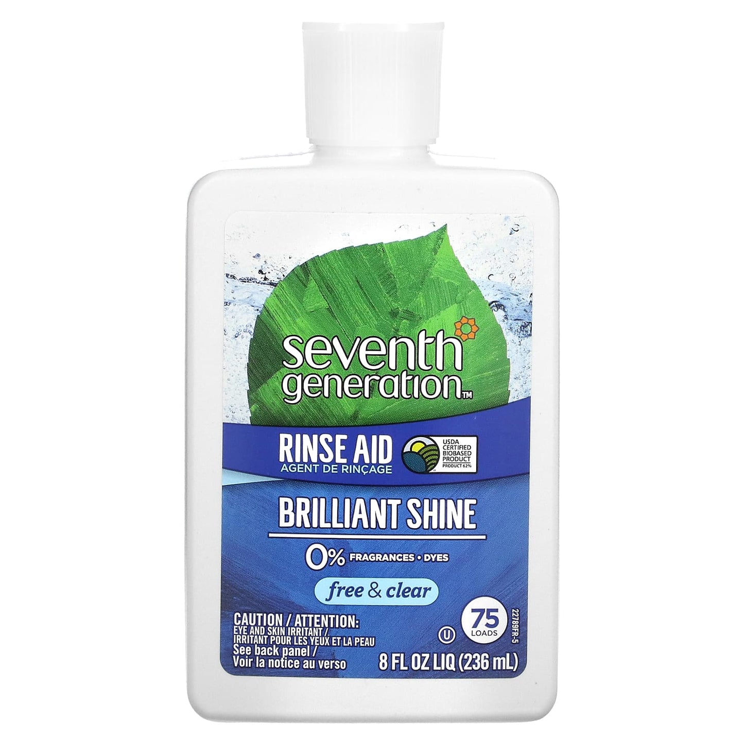 Seventh Generation-Rinse Aid-Free & Clear-75 Loads-8 fl oz (236 ml)