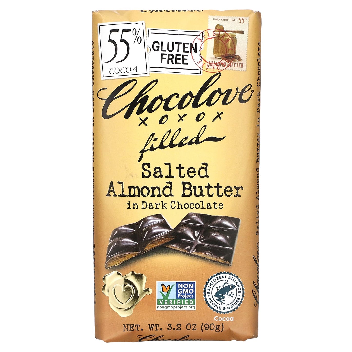 Chocolove-Salted Almond Butter in Dark Chocolate-55% Cocoa-3.2 oz (90 g)