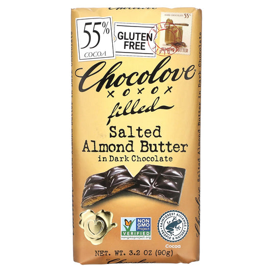 Chocolove-Salted Almond Butter in Dark Chocolate-55% Cocoa-3.2 oz (90 g)