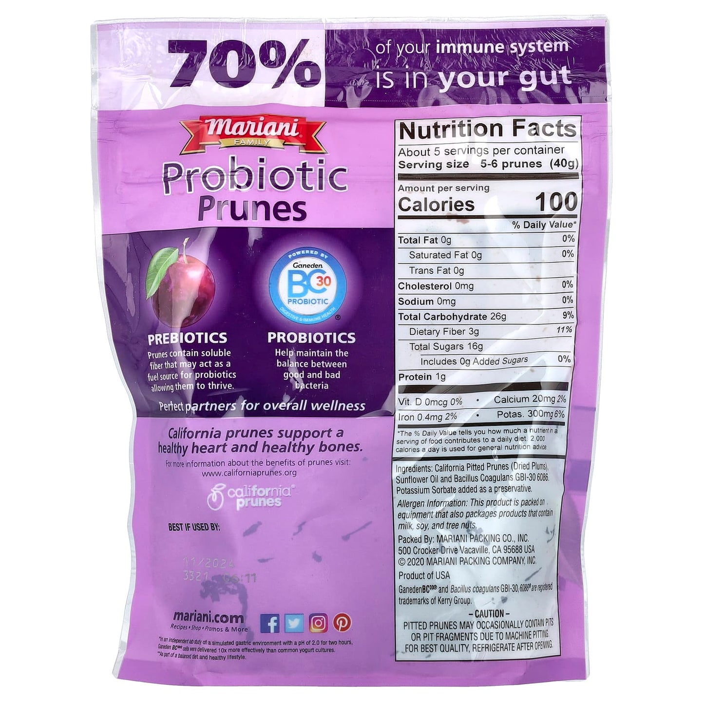 Mariani Dried Fruit, Probiotic Prunes, 7 oz (198 g)