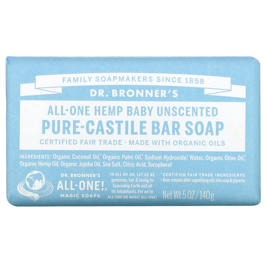 Dr. Bronner's-Pure Castile Soap-All-One Hemp- Baby Unscented-5 oz (140 g)