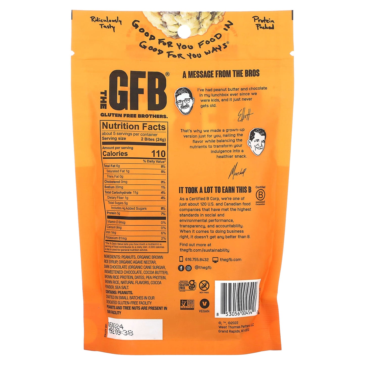 The GFB, Gluten Free Bites, Dark Chocolate + Peanut Butter, 4 oz (113 g)