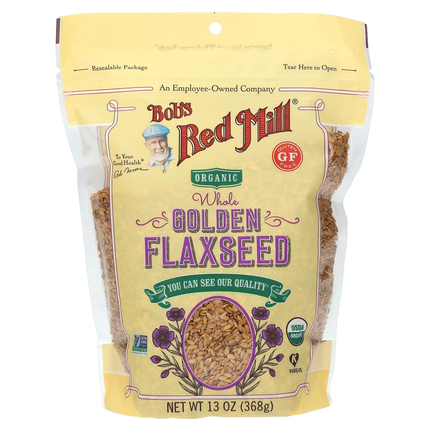 Bob's Red Mill-Organic Whole Golden Flaxseed-13 oz (368 g)