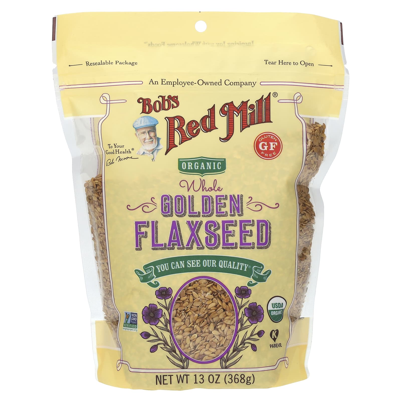 Bob's Red Mill-Organic Whole Golden Flaxseed-13 oz (368 g)