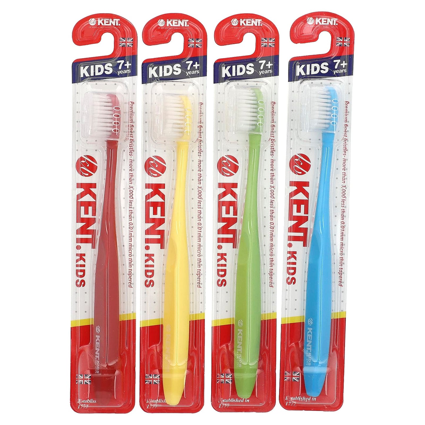 Kent-Kids Premium Finest Toothbrushes-7+ Years-4 Toothbrushes