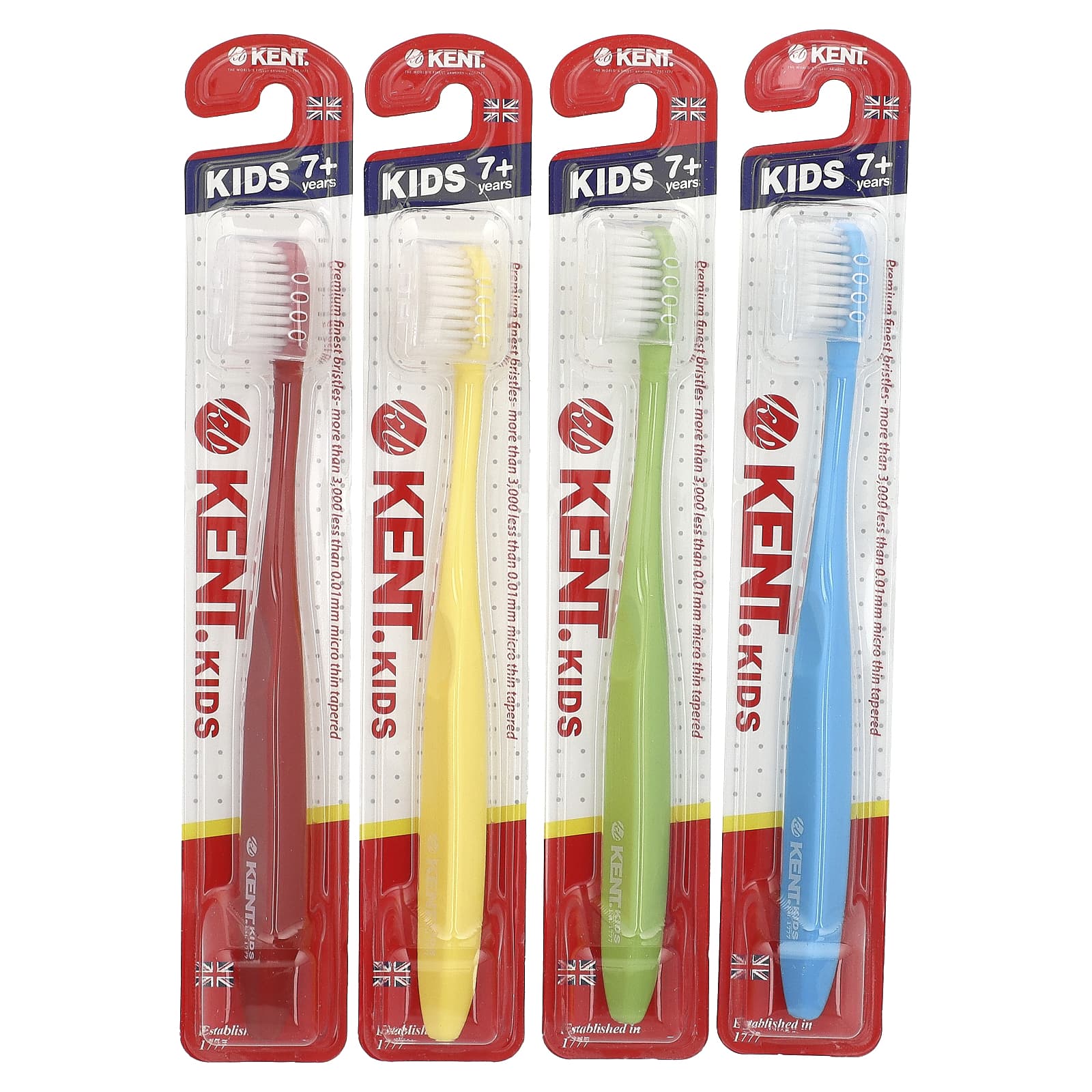 Kent-Kids Premium Finest Toothbrushes-7+ Years-4 Toothbrushes