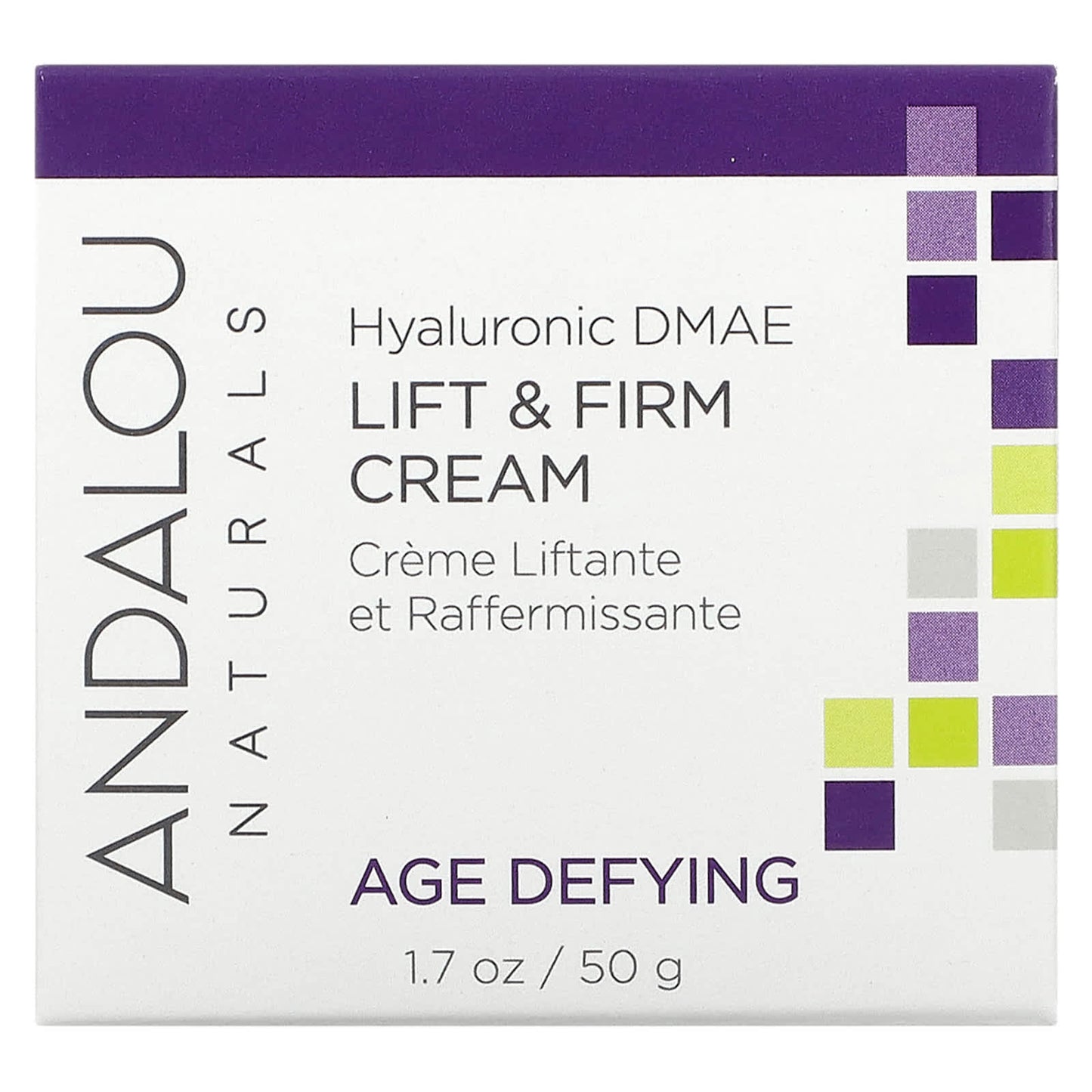 Andalou Naturals, Lift & Firm Cream, Hyaluronic DMAE, Age Defying, 1.7 oz (50 g)