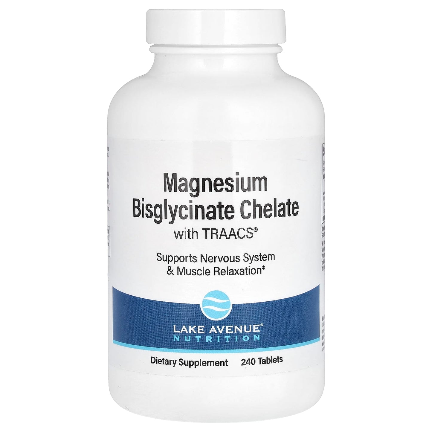 Lake Avenue Nutrition-Magnesium Bisglycinate Chelate with TRAACS®-200 mg-240 Tablets (100 mg per Tablet)