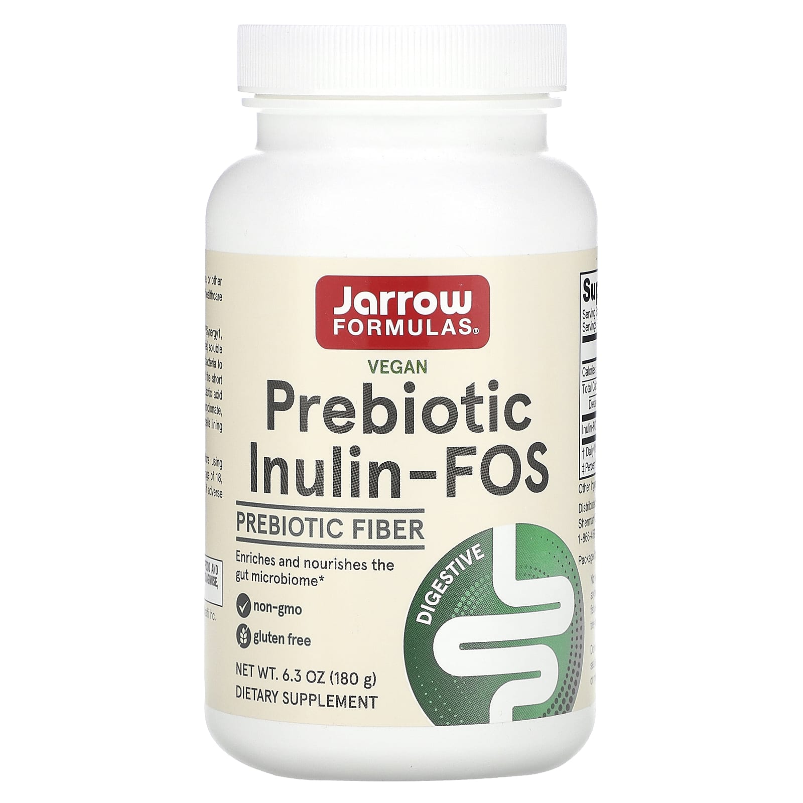 Jarrow Formulas-Prebiotic Inulin-FOS-6.3 oz (180 g)