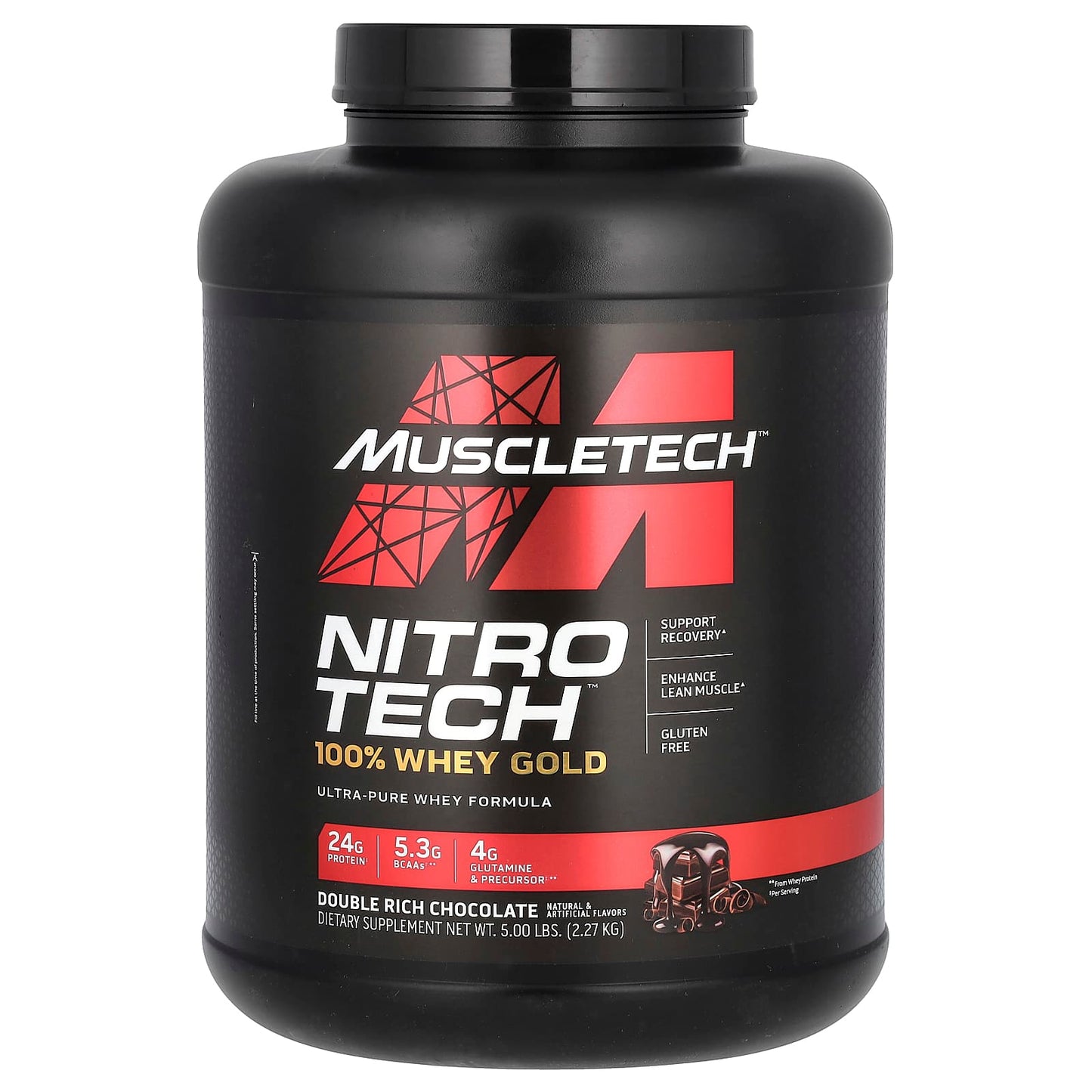 MuscleTech-Nitro Tech-100% Whey Gold-Double Rich Chocolate-5 lbs (2.27 kg)