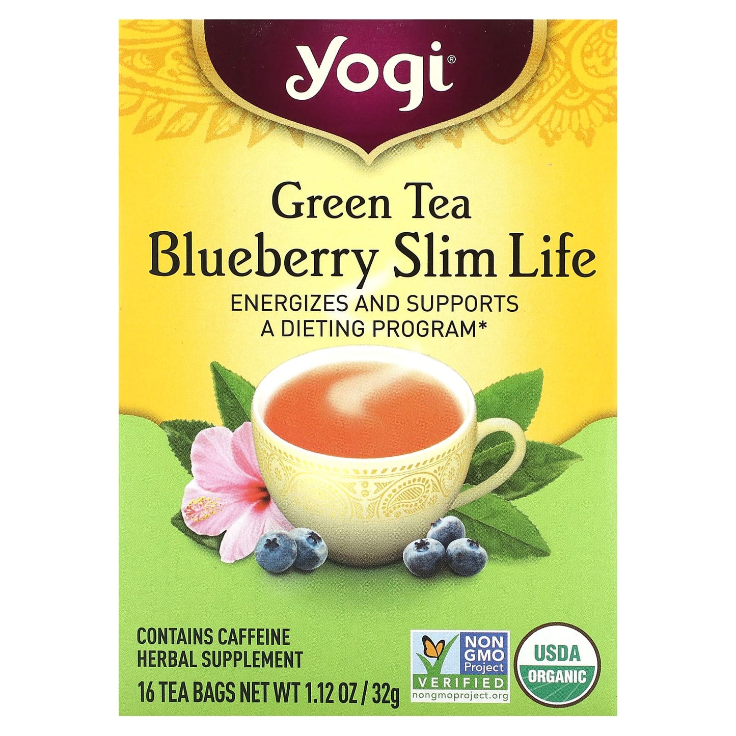 Yogi Tea-Green Tea Blueberry Slim Life-16 Tea Bags-1.12 oz (32 g)