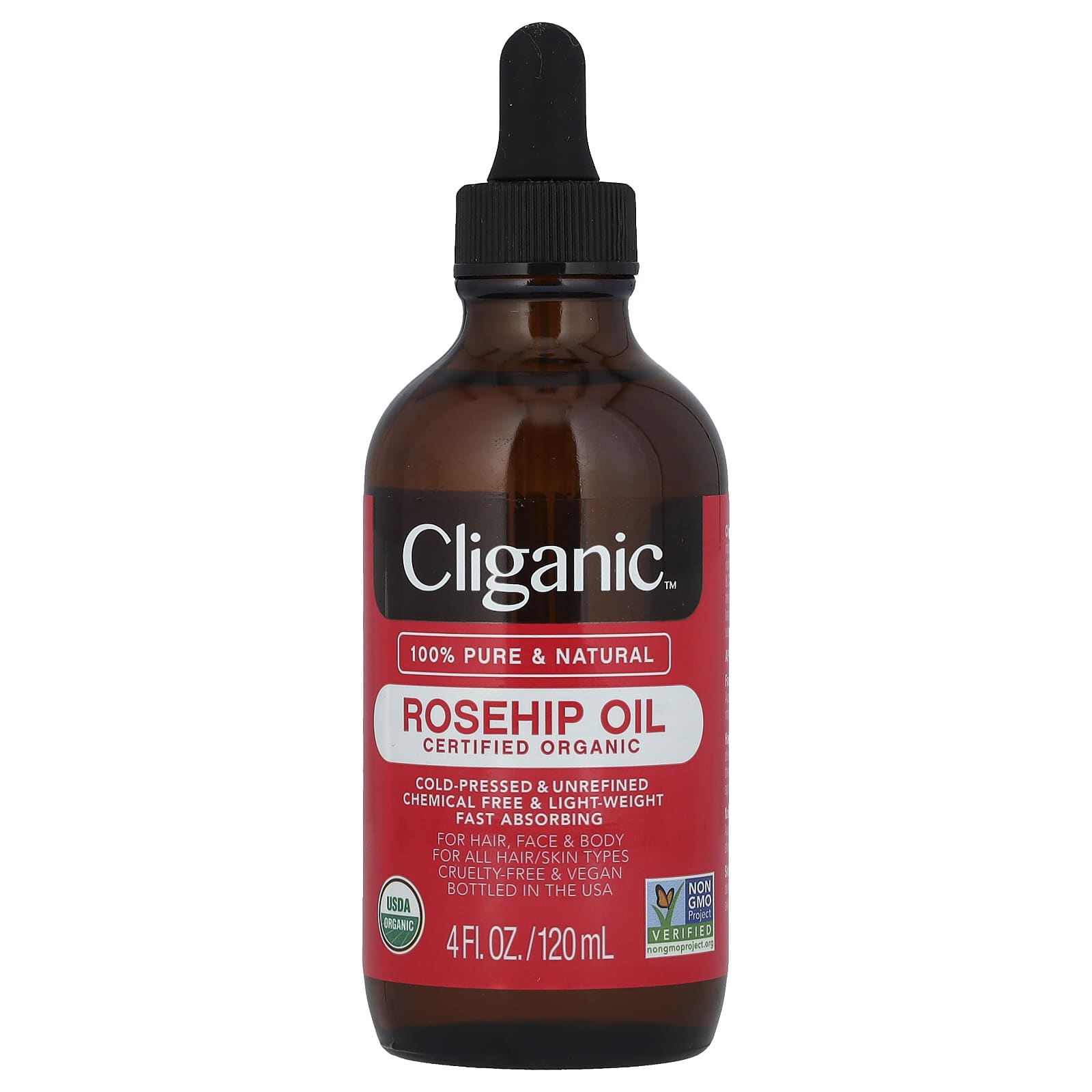 Cliganic-Organic Rosehip Seed Oil-4 fl oz (120 ml)