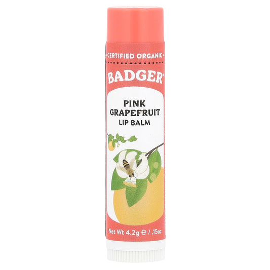 Badger Company-Lip Balm-Pink Grapefruit-0.15 oz (4.2 g)