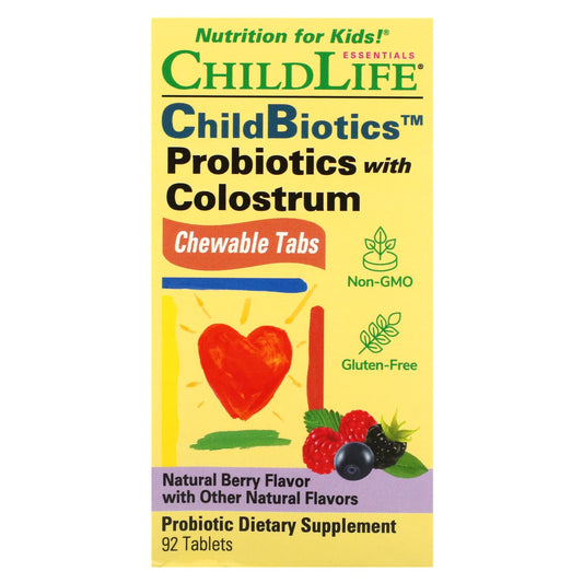 ChildLife Essentials-ChildBiotics-Probiotics with Colostrum-Natural Berry-92 Tablets