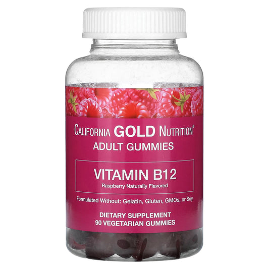 California Gold Nutrition-Vitamin B12 Gummies-Natural Raspberry Flavor-Gelatin Free-3,000 mcg-90 Gummies (1500 mcg per Gummy)