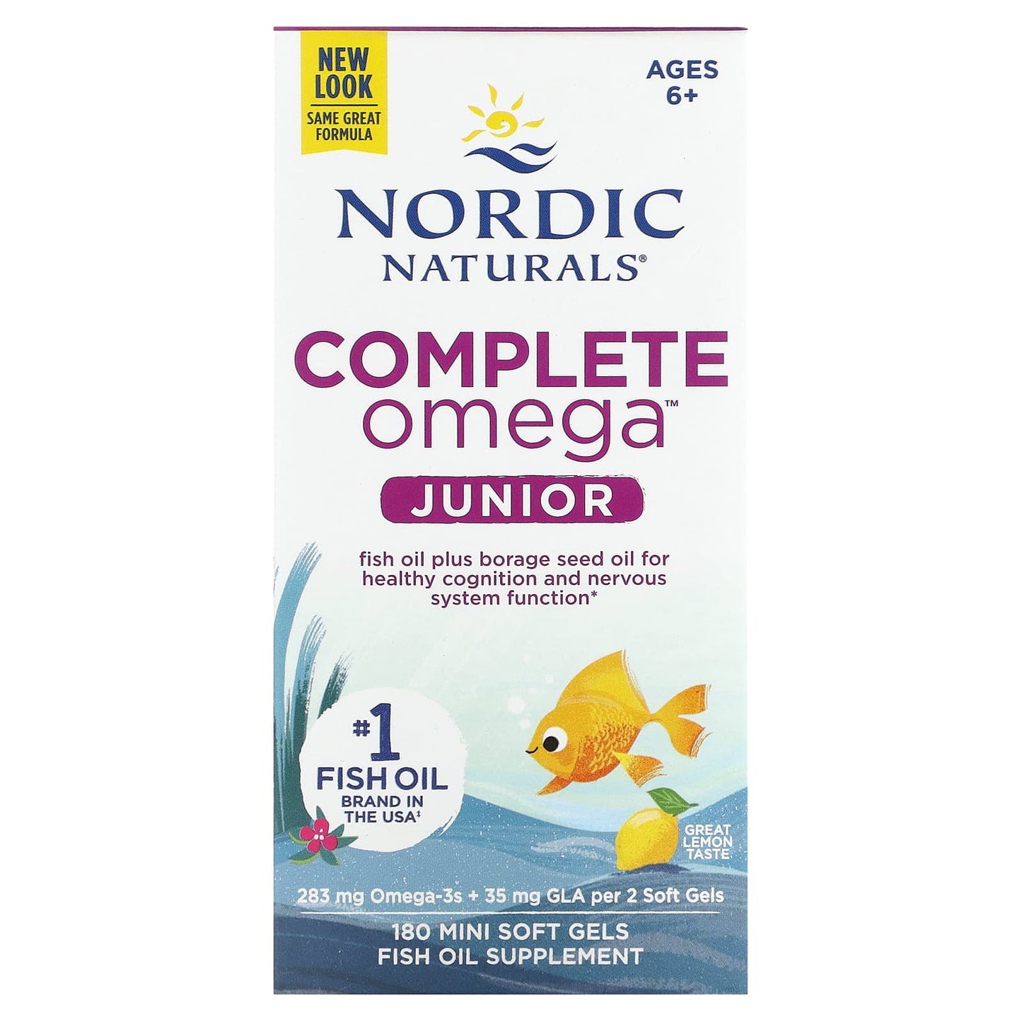 Nordic Naturals-Complete Omega Junior-Ages 6+-Lemon-180 Mini Soft Gels