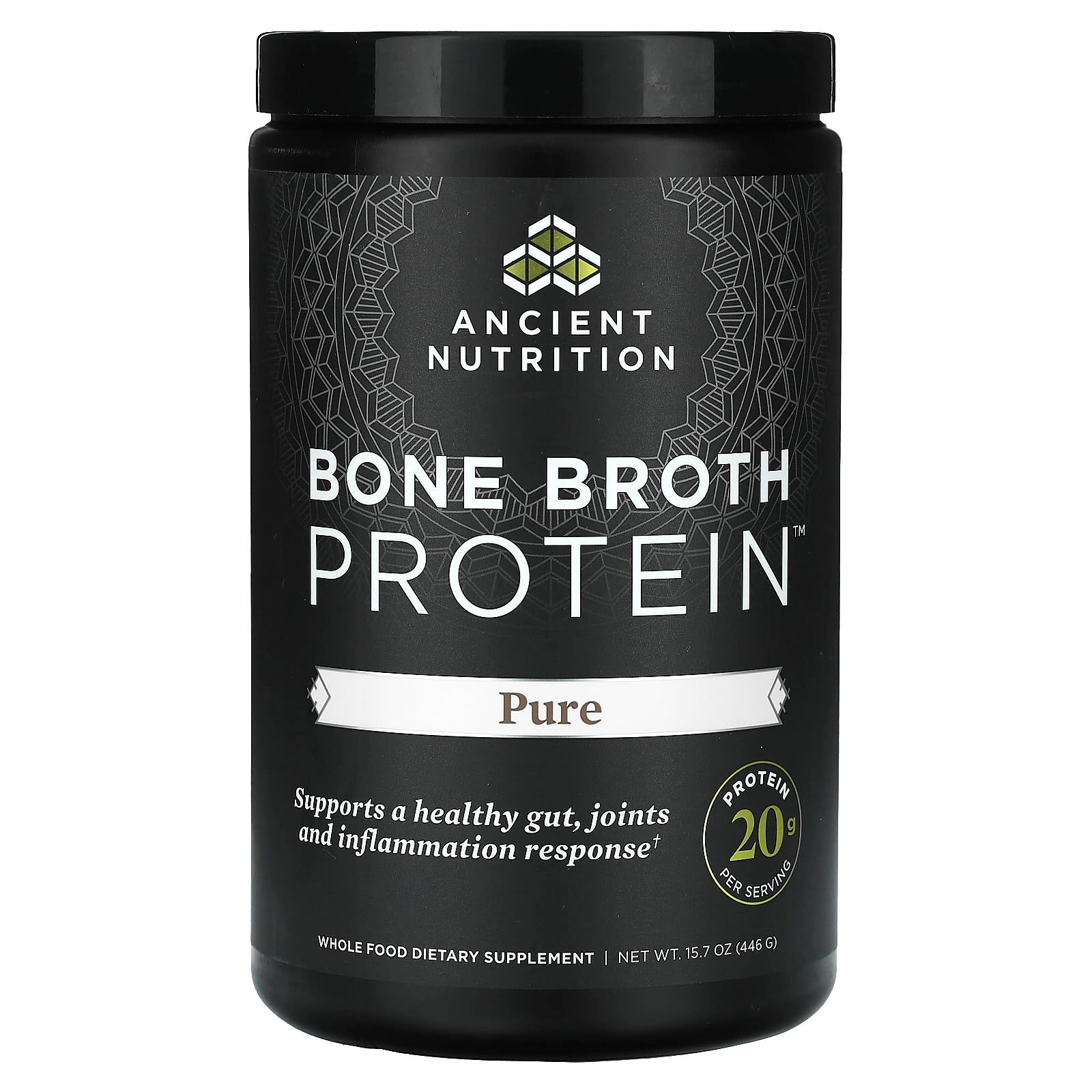 Ancient Nutrition-Bone Broth Protein-Pure-15.7 oz(446 g)