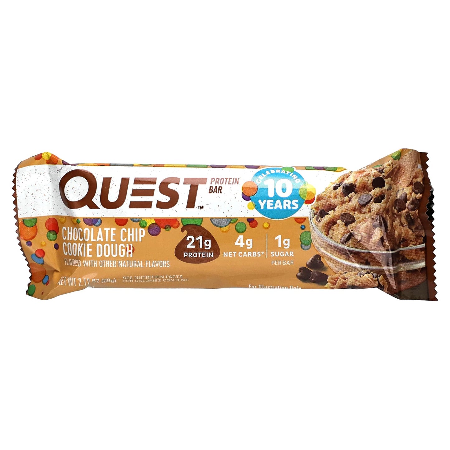 Quest Nutrition, Protein Bar, Chocolate Chip Cookie Dough, 12 Bars, 2.12 oz (60 g) Each