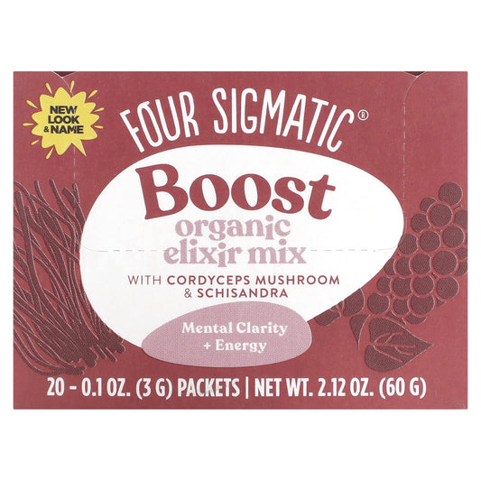 Four Sigmatic-Boost-Organic Elixir Mix with Cordyceps Mushroom & Schisandra-20 Packets-0.1 oz (3 g) Each