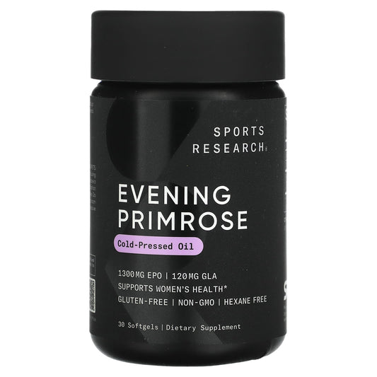 Sports Research-Evening Primrose-Cold-Pressed Oil-1,300 mg-30 Softgels