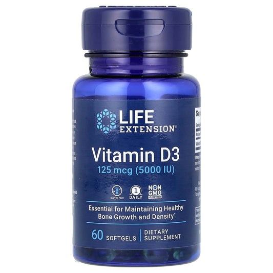 Life Extension-Vitamin D3-125 mcg (5,000 IU)-60 Softgels