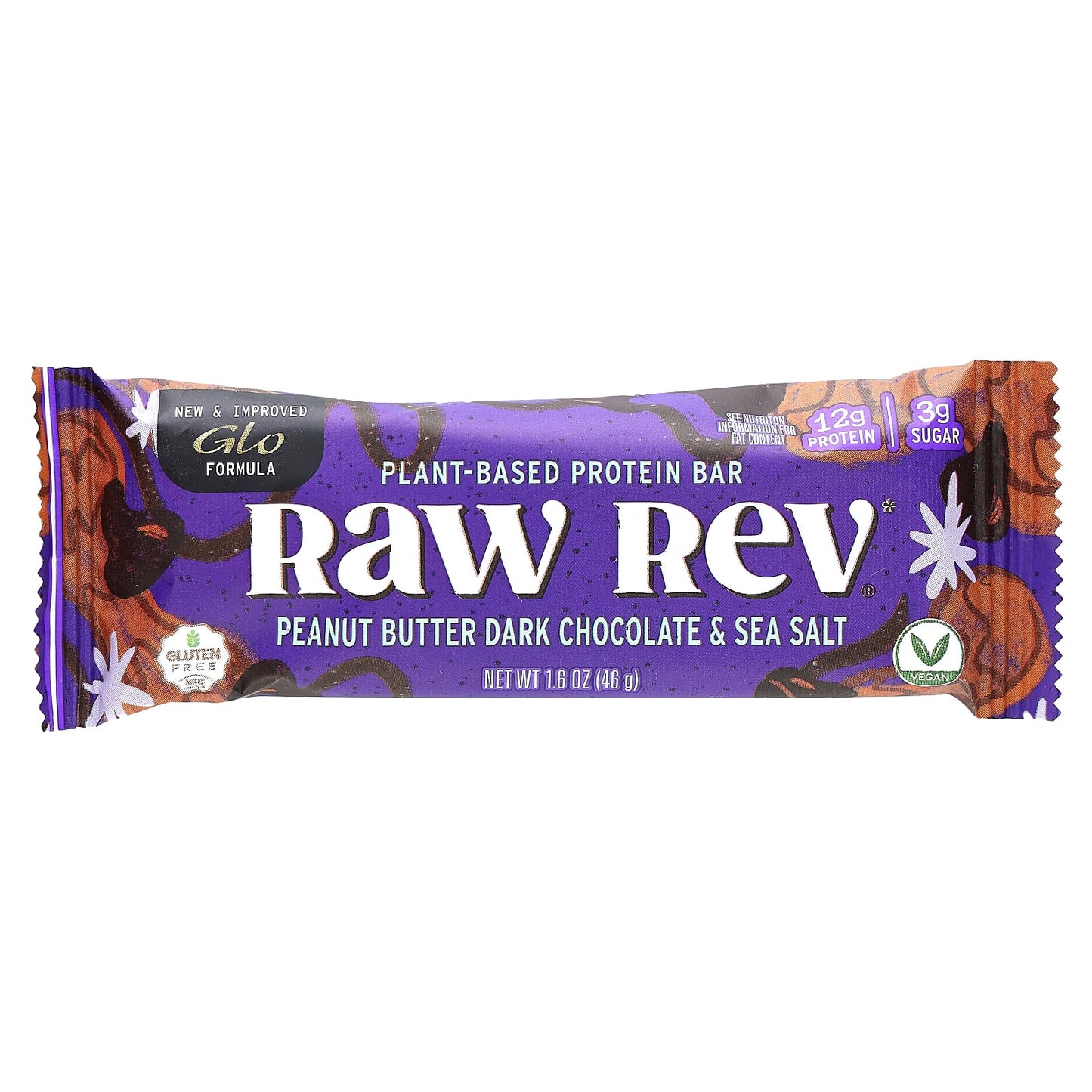 Raw Rev, Plant-Based Protein Bar, Peanut Butter Dark Chocolate & Sea Salt, 12 Bars, 1.6 oz (46 g) Each