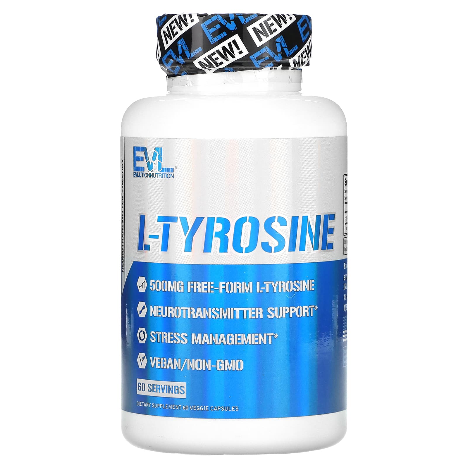 EVLution Nutrition-L-Tyrosine-500 mg-60 Veggie Capsules