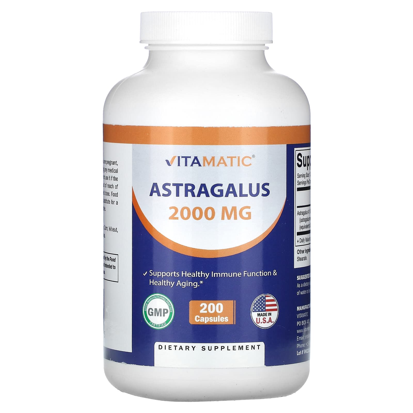 Vitamatic-Astragalus-2,000 mg -200 Capsules