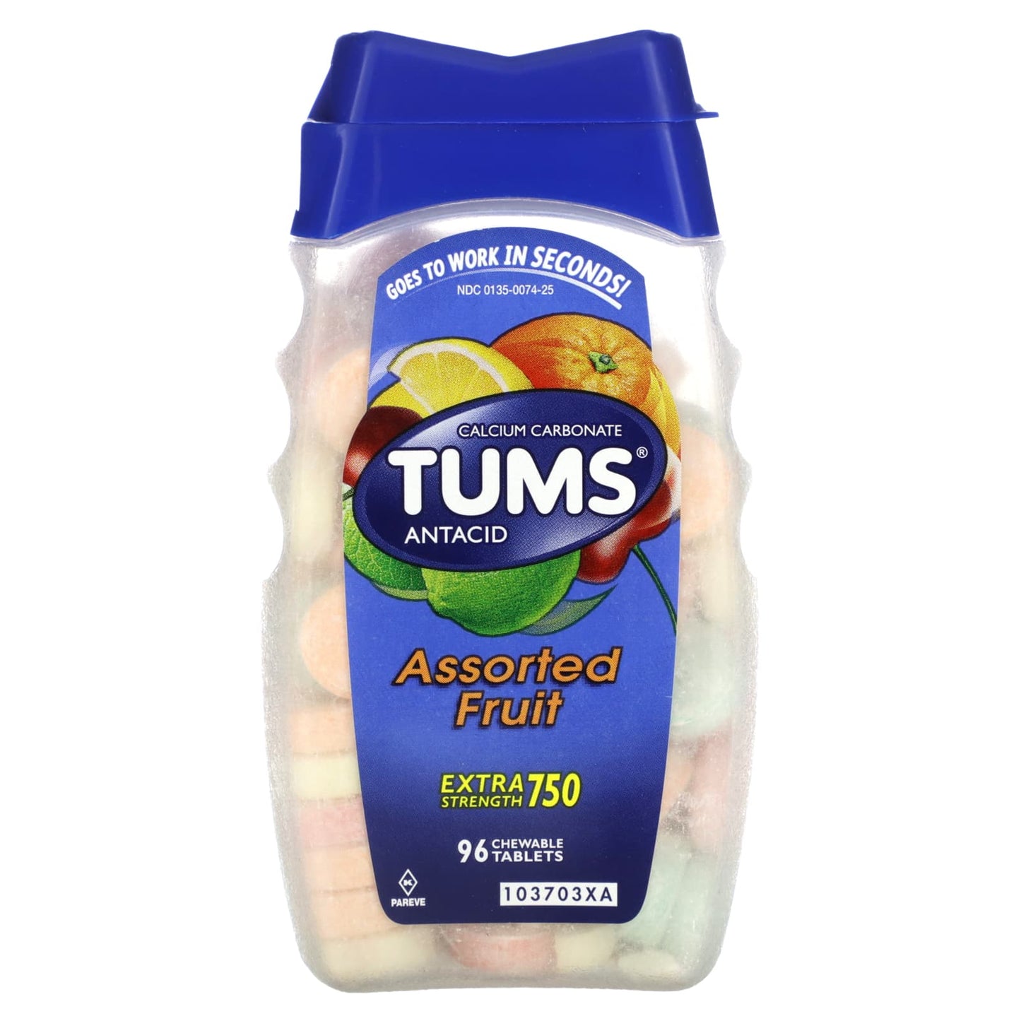 Tums-Extra Strength Antacid-Assorted Fruit-96 Chewable Tablets