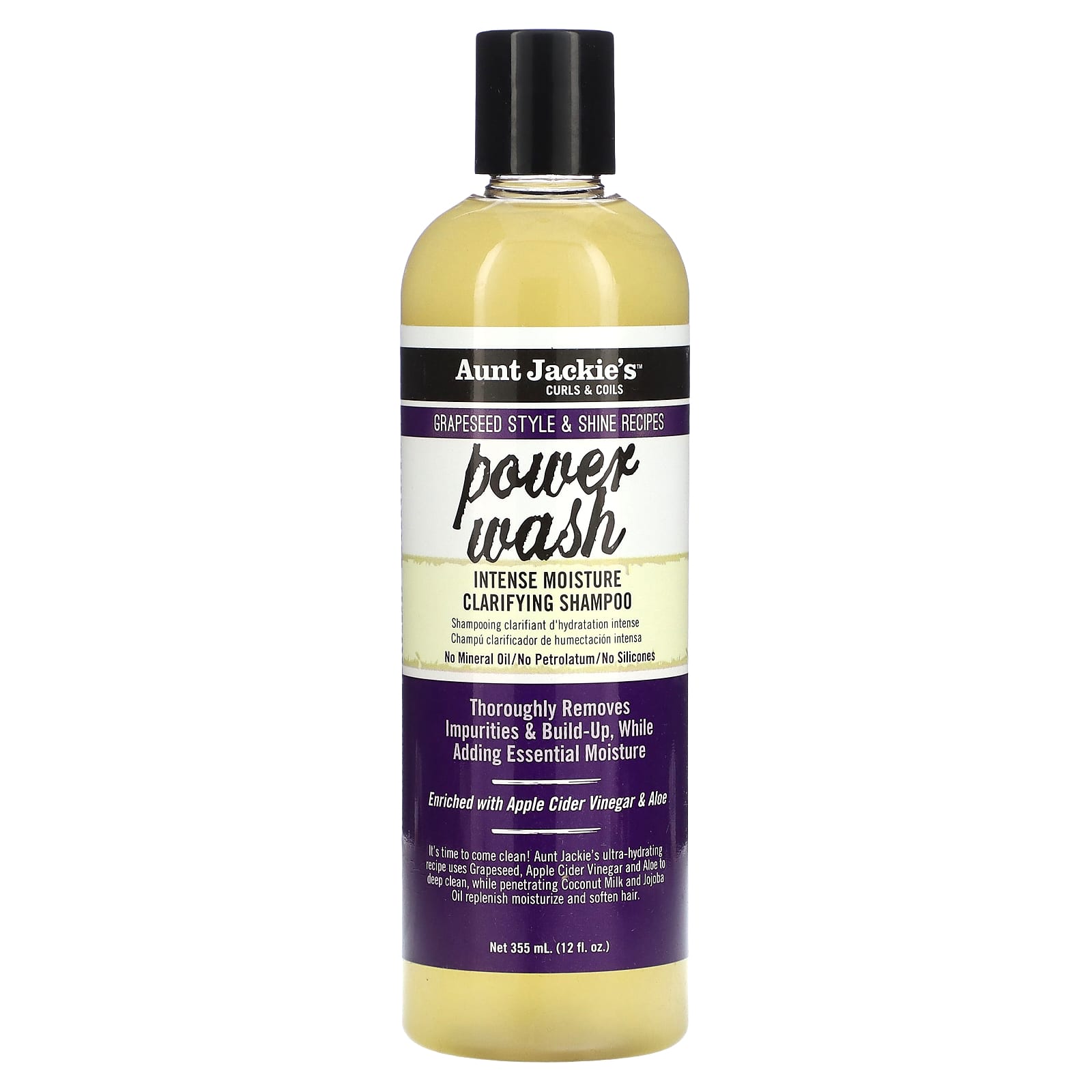 Aunt Jackie's Curls & Coils-Power Wash-Intense Moisture Clarifying Shampoo-12 fl oz (355 ml)