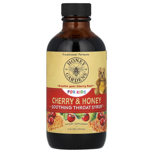 Honey Gardens-For Kids-Soothing Throat Syrup-Cherry & Honey -4 fl oz (118 ml)