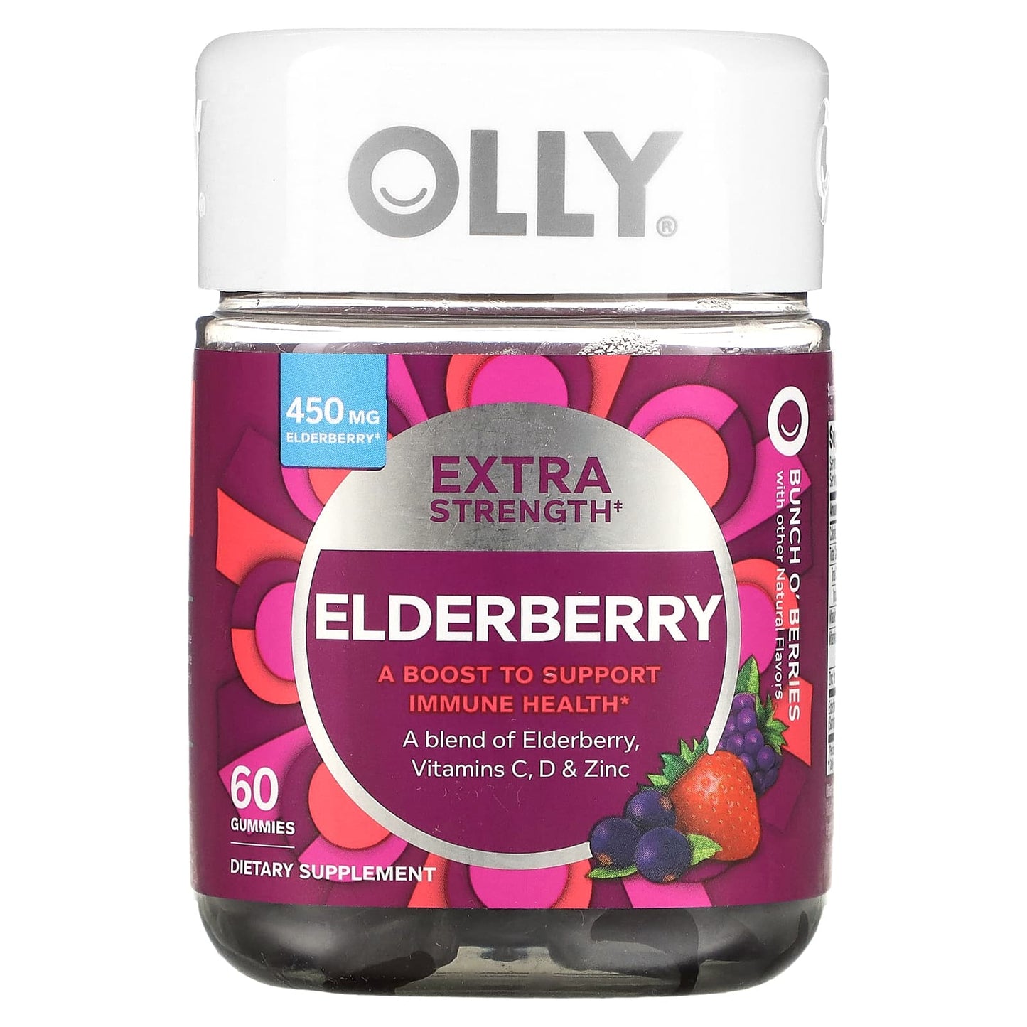 OLLY-Elderberry-Extra Strength-Bunch O' Berries-450 mg-60 Gummies (225 mg per Gummy)