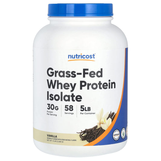 Nutricost-Grass-Fed Whey Protein Isolate-Vanilla-5 lb (2,268 g)